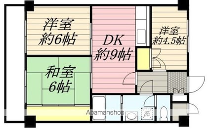 東京都世田谷区弦巻３丁目[3DK/56.7m2]の間取図