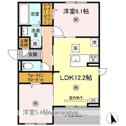 リートネージュ[2LDK/56.76m2]の間取図