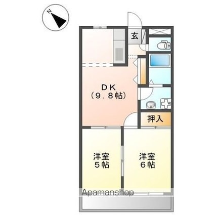 ＦｅｅＬＢ[2DK/46m2]の間取図