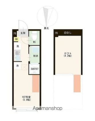 ハーモニーテラス富士見台Ⅳ[1R/13.97m2]の間取図