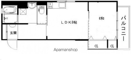 リビオーヌ五日市中央[1LDK/41.18m2]の間取図