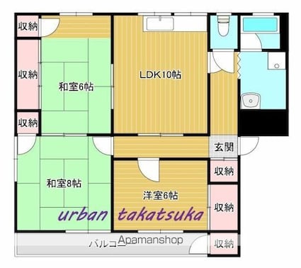 ヴァンベール大塚[3LDK/45m2]の間取図