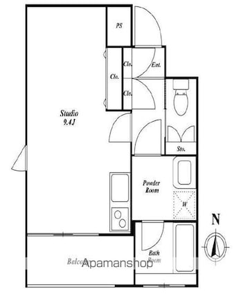 東京都世田谷区若林１丁目[1K/27.15m2]の間取図