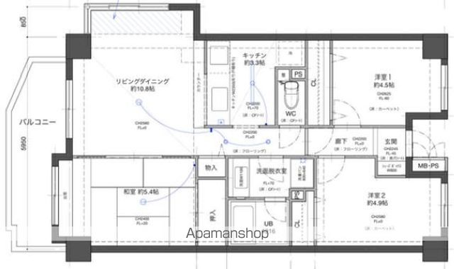 昭島市郷地町のマンションの間取り