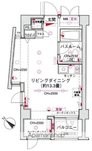 シンシア三軒茶屋レジデンスカフェ[1R/29.32m2]の間取図