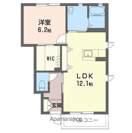 ジュレ・ブランシュ[1LDK/46.68m2]の間取図