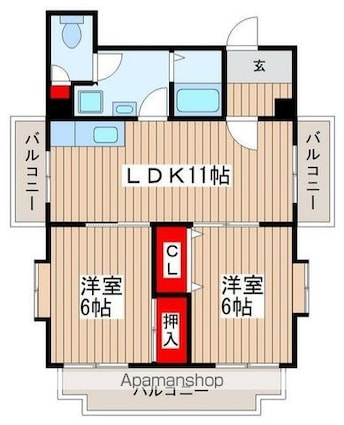 ホワイトコートⅡ[2LDK/52m2]の間取図