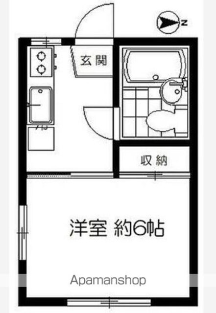 東京都世田谷区赤堤４丁目[1K/18.97m2]の間取図