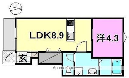 ヴェルグレーヴィア北条中央プレミアム[1DK/31.96m2]の間取図