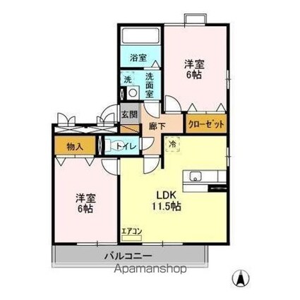 グランドゥール　Ｉ[2LDK/54m2]の間取図