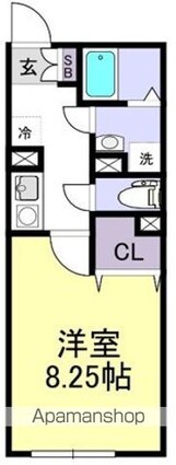スターティス六実[1K/26m2]の間取図