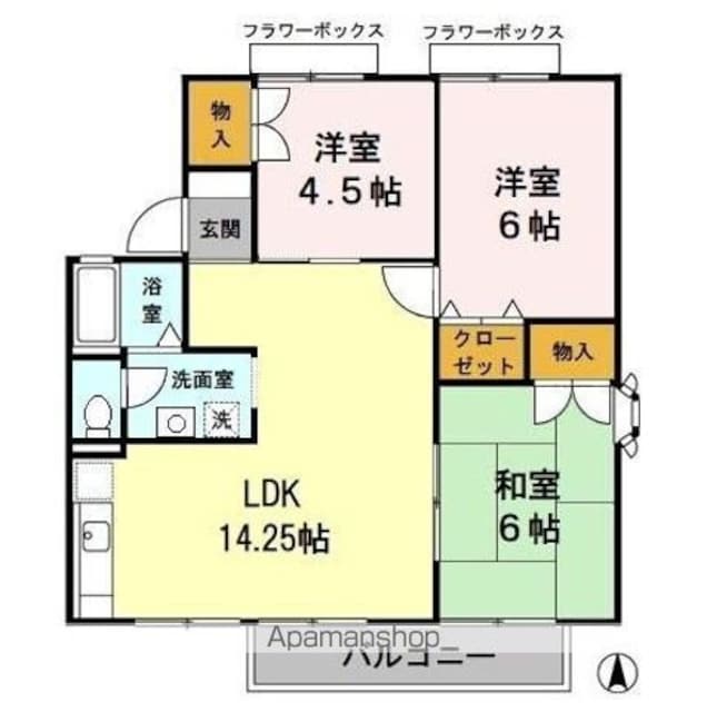 東京都昭島市大神町４丁目[3LDK/62.68m2]の間取図