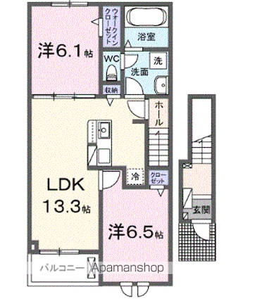 ウィステリアＢ[2LDK/59.58m2]の間取図