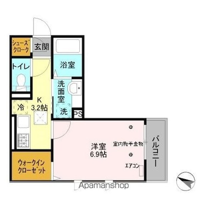 クレイドル[1K/28.28m2]の間取図