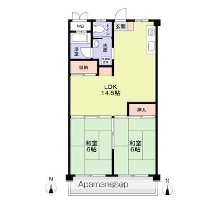 日香苑Ｉ[2LDK/50.88m2]の間取図