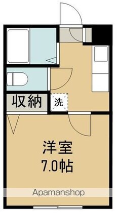 カーサヴェルデ[1K/24.3m2]の間取図