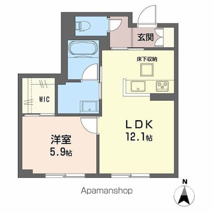 シャーメゾン野田レジデンス[1LDK/44.67m2]の間取図