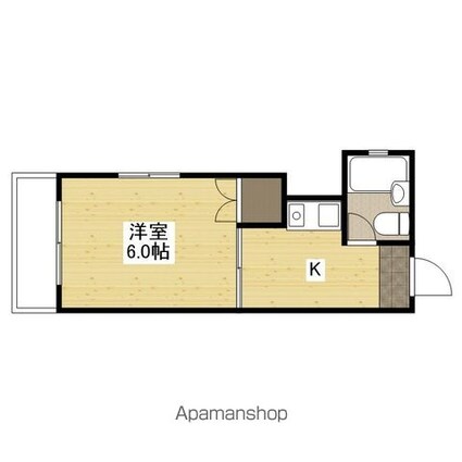 ヴィラ翠町[1K/20m2]の間取図