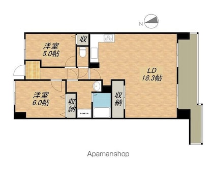 グローバル堅田Ⅱ[2LDK/62.09m2]の間取図