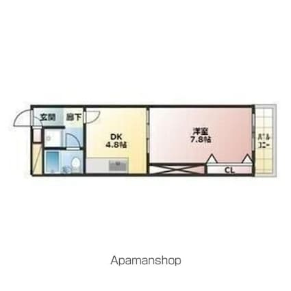 ７ｔｈＡｖｅ（旧．平野ビル）[1DK/27m2]の間取図
