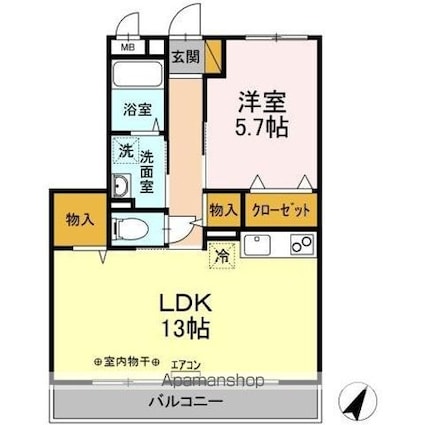 レジデンス・デュオ[1LDK/47.27m2]の間取図