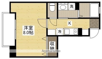 ａｐａｒｔｍｅｎｔ　ＩＮ　ＥＡＳＴ[1K/26m2]の間取図