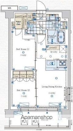 ＧＥＮＯＶＩＡ赤羽[2LDK/55.1m2]の間取図