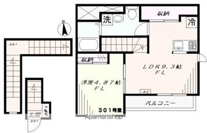 ＴＦハウス杉並[1LDK/41.09m2]の間取図