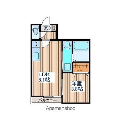 グランクレストＢ棟[1LDK/29.8m2]の間取図