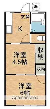 メジロハイツ[2K/30m2]の間取図