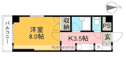 ミタニマンションⅢ[1K/26.5m2]の間取図