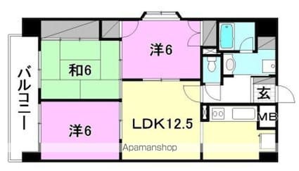 ベルメゾン松前[3LDK/63m2]の間取図