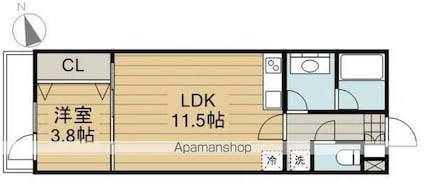 東京都日野市三沢３丁目[1LDK/36.43m2]の間取図