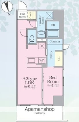 東京都杉並区荻窪４丁目[1LDK/40.37m2]の間取図