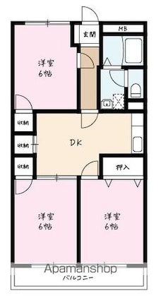 サンハイツトリードⅡ[3DK/54.54m2]の間取図