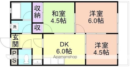 ヤマイチＰＬＡＺＡ東松江[3DK/58.07m2]の間取図