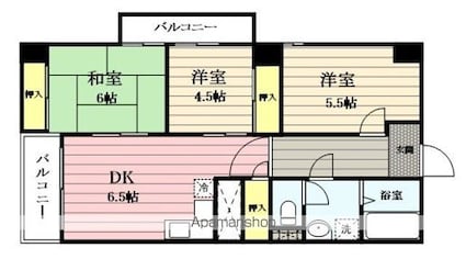 ネオプラザ北仙台[3DK/66.1m2]の間取図