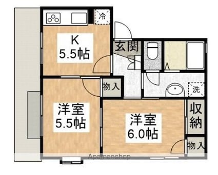 サンパレス（岸町）[2K/40.1m2]の間取図