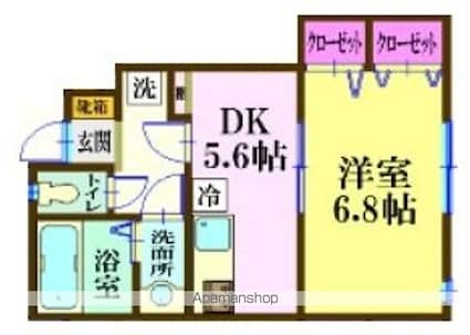 ナリトモ仁戸名Ｄ[1DK/33.8m2]の間取図