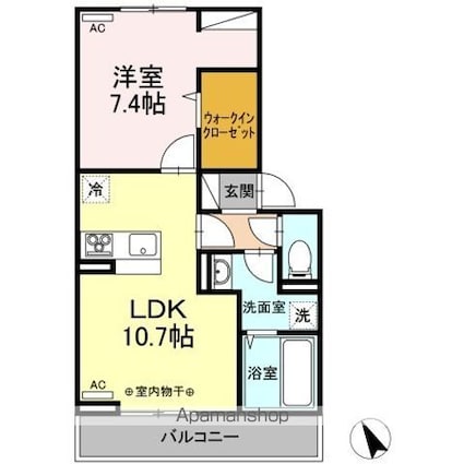 グランテラス紫塚　Ⅲ[1LDK/44.21m2]の間取図
