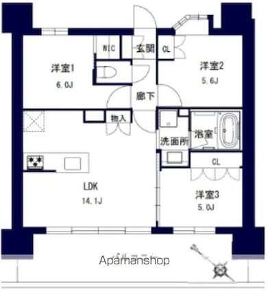 （仮称）千葉市中央区問屋町計画[3LDK/64.5m2]の間取図