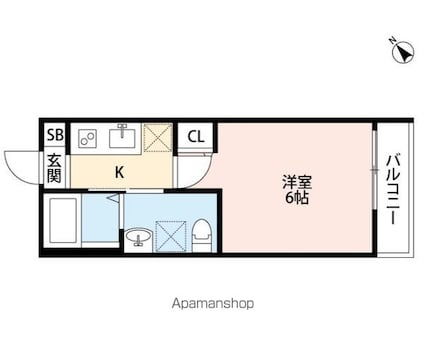 シャルム赤塚[1K/19.32m2]の間取図