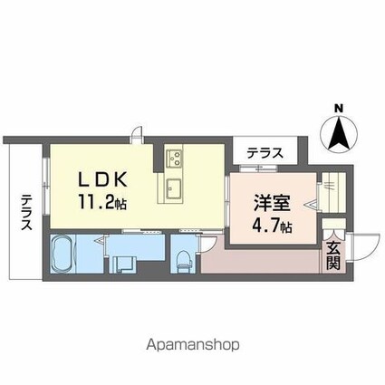 ハルミエールⅡ[1LDK/41.95m2]の間取図