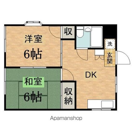 スズキパル下柚木[2DK/39.74m2]の間取図