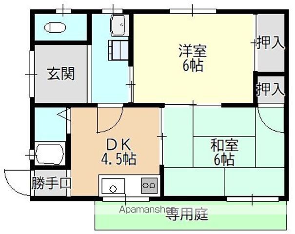 名鉄瀬戸線 小幡駅 徒歩20分 1階建 築55年の間取り写真
