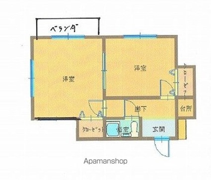 ロイヤルコーポ琴の浦[2K/29.75m2]の間取図
