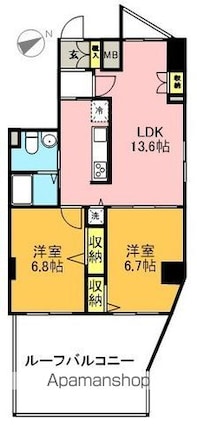 東京都世田谷区北沢２丁目[2LDK/57.72m2]の間取図