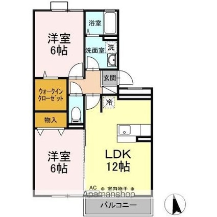 メゾン・ド・けやき[2LDK/55.95m2]の間取図