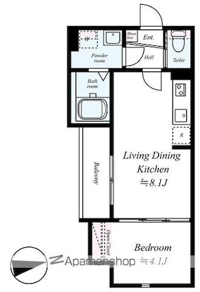 ＧＲＡＤＵＳ拝島[1LDK/28.39m2]の間取図