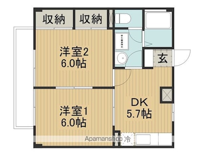 アベニューディアス[2K/40.57m2]の間取図